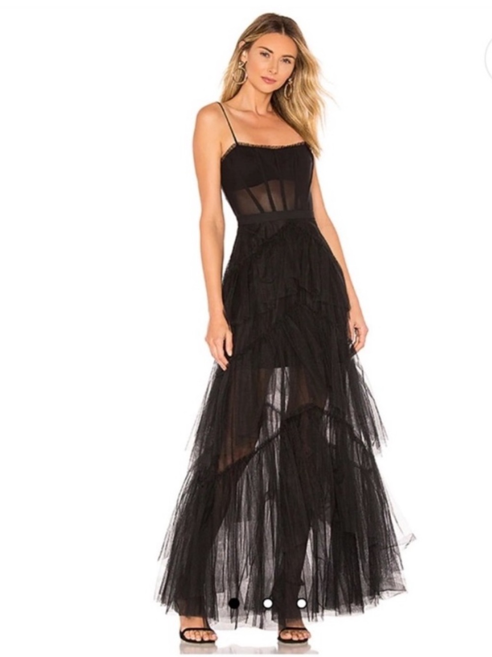 BCBGMaxAzria Black Oly Gown Corset Tulle Maxi Dress Gown - Size 6